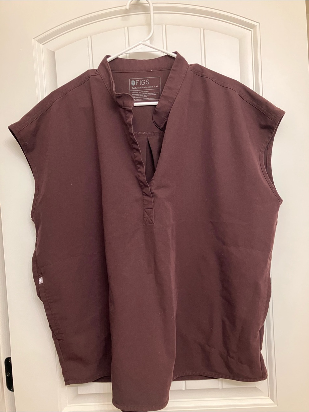 FIGS Burgundy Sleeveless Tunic Scrub Top